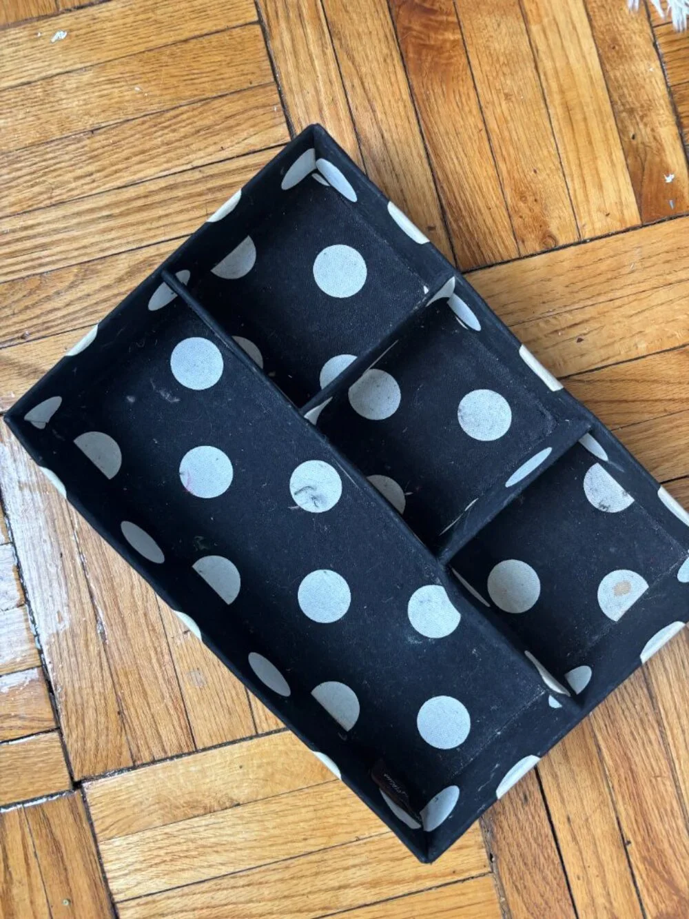 Black White Polka Dot Fabric Drawer Organizer
